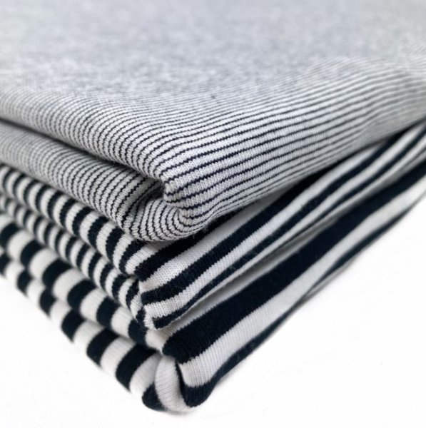 RESTSTÜCK 60cm !!! - Jersey - Streifen - weiß/schwarz meliert - 2/1 mm