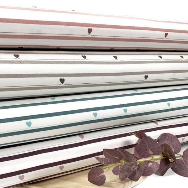 RESTSTÜCK 0,40m !!! - Jersey - Stripes and Hearts - mauve