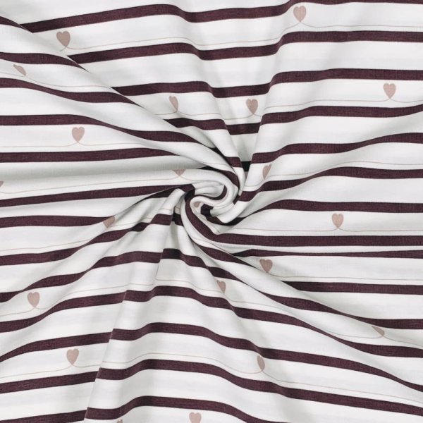 RESTSTÜCK 0,40m !!! - Jersey - Stripes and Hearts - mauve