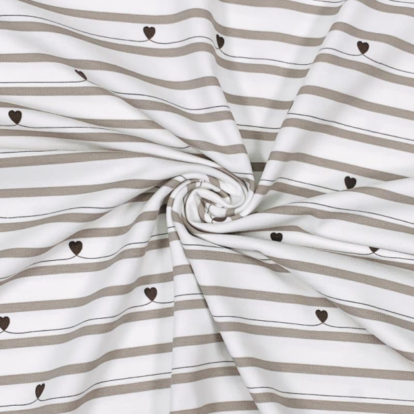 RESTSTÜCK 0,60m !!! - Jersey - Stripes and Hearts - sand