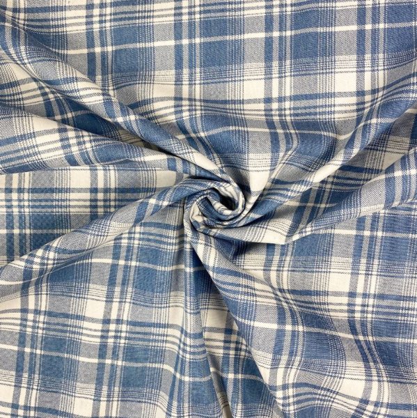 B-Ware !!! - Baumwolle - Denim Check - Schottenkaro - light blue