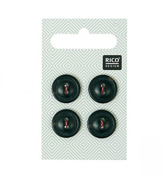 Knopfset 4er - 15 mm - schwarz braun meliert -  Rico Design