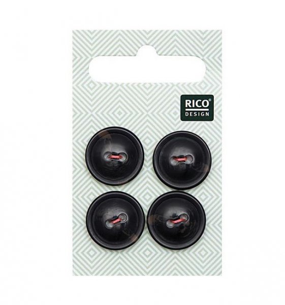 Knopfset 4er - 17 mm - schwarz braun meliert -  Rico Design
