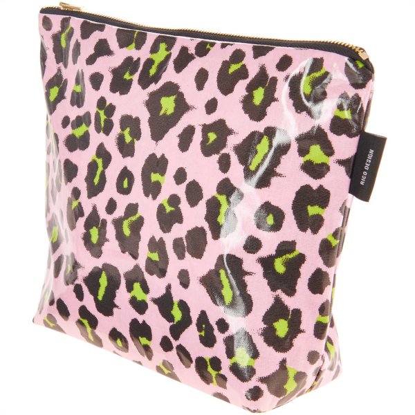 Kosmetiktasche - Acid Leo - rosa/neongrün - 28x21x9cm