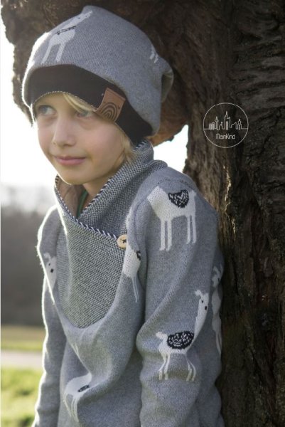 RESTSTÜCK 1,30m !!! - Strickstoff Jacquard - Lama grau - Baumwolle