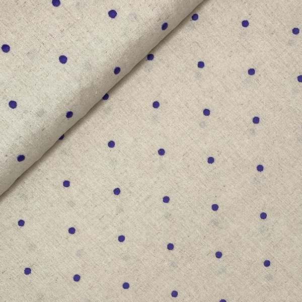 RESTSTÜCK 1,10m !!! - Leinen Viskose - bestickt - Punkte - königsblau