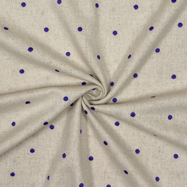 RESTSTÜCK 1,10m !!! - Leinen Viskose - bestickt - Punkte - königsblau