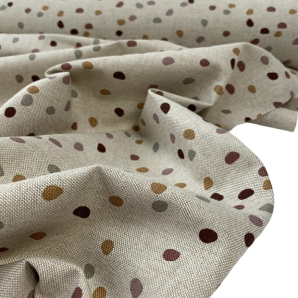 Canvas Leinenlook - Punkte - beige