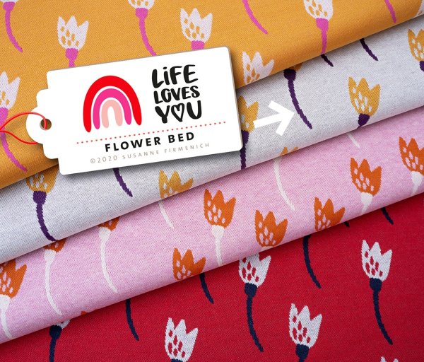 RESTSTÜCK 90cm !!! - Bio Jacquard - Flower Bed - meringa - Col. 02 - Life Loves You - Hamburger Liebe - Albstoffe