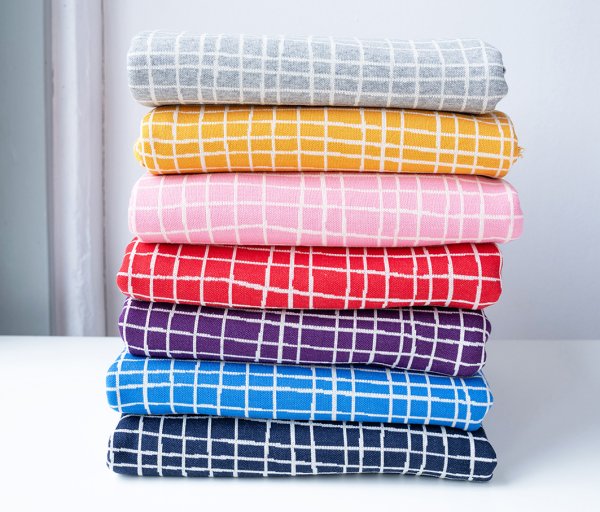 RESTSTÜCK 60cm !!! - Bio Jacquard - Grid - mittelgrau-melange/meringa - A31/A17 - Life Loves You - Hamburger Liebe - Albstoffe