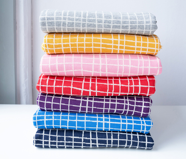 RESTSTÜCK 1,30m !!! - Bio Jacquard - Grid - mittelgrau-melange/meringa - A31/A17 - Life Loves You - Hamburger Liebe - Albstoffe