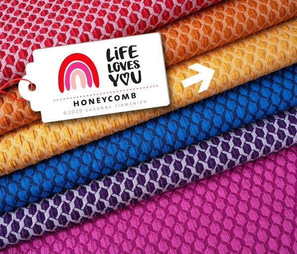 RESTSTÜCK 50cm !!! - Bio Jacquard Jersey - Honeycomb - curry/colza-melange - A72/A38 - Life Loves You - Hamburger Liebe - Albstoffe