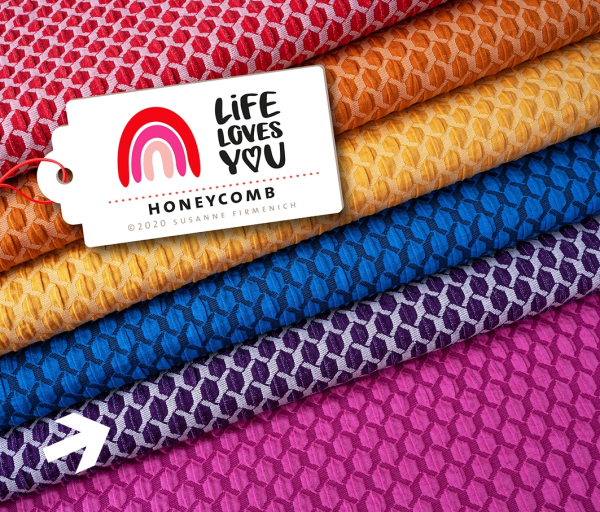 Bio Jacquard Jersey - Honeycomb - viola/meringa - A85/A17 - Life Loves You - Hamburger Liebe - Albstoffe