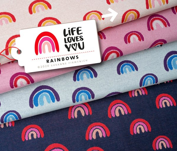 RESTSTÜCK 1,70m !!! - Bio Jacquard - Rainbows - Col. 01 - Life Loves You - Hamburger Liebe - Albstoffe