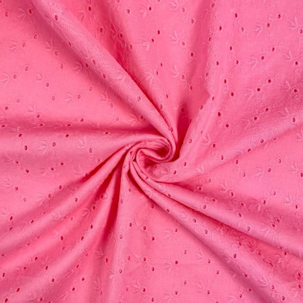 Lochstickerei - uni rosa - Baumwolle