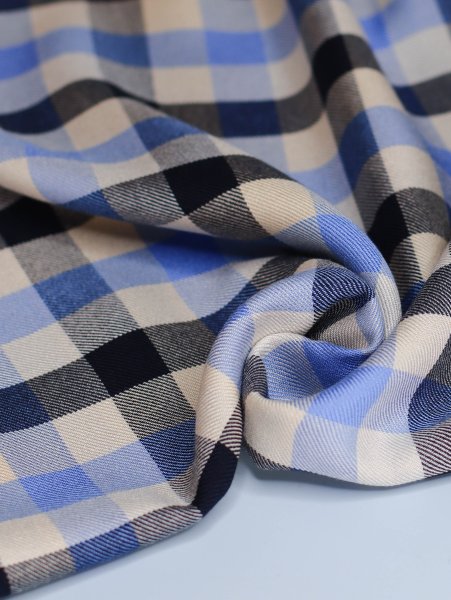 Viskose mit Livaeco™ Fasern - Tino Check - bright blue - meetMilk