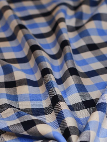 Viskose mit Livaeco™ Fasern - Tino Check - bright blue - meetMilk