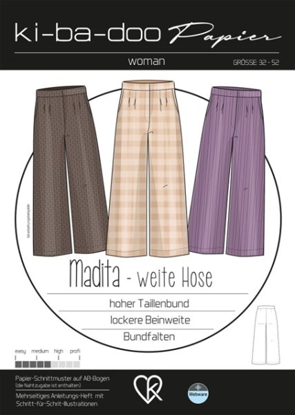 Papierschnittmuster - Madita - weite Hose - Damen - Kibadoo