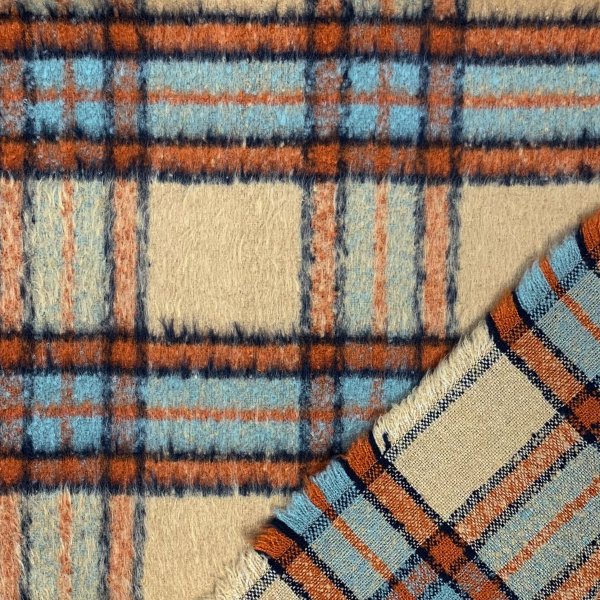 RESTSTÜCK 1,50m !!! - Mantelstoff - Karo Bradford - beige/light blue
