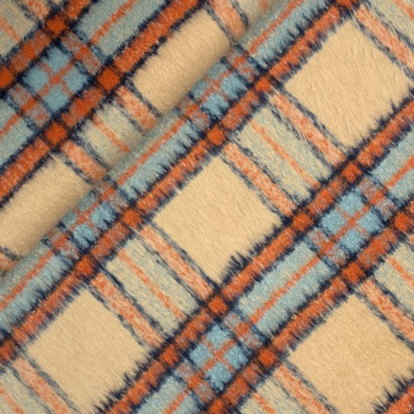 RESTSTÜCK 1,50m !!! - Mantelstoff - Karo Bradford - beige/light blue