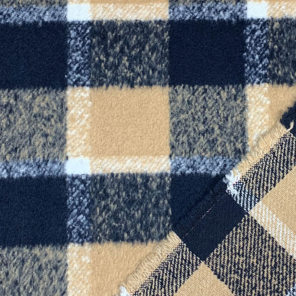 RESTSTÜCK 0,80m !!! - Mantelstoff - Karo Sheffield - beige/blue navy