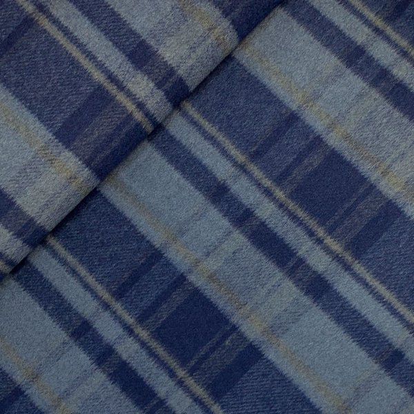 RESTSTÜCK 0,50m !!! - Mantelflausch - Karo Yorkshire - blue