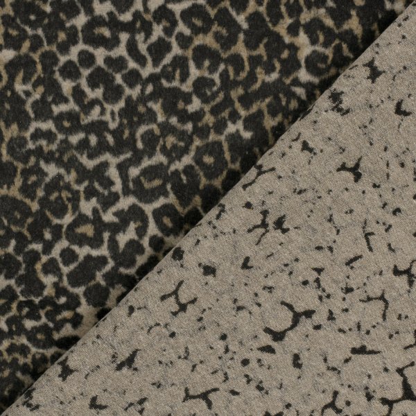 Mantelstoff - Leona Leo - sand/black