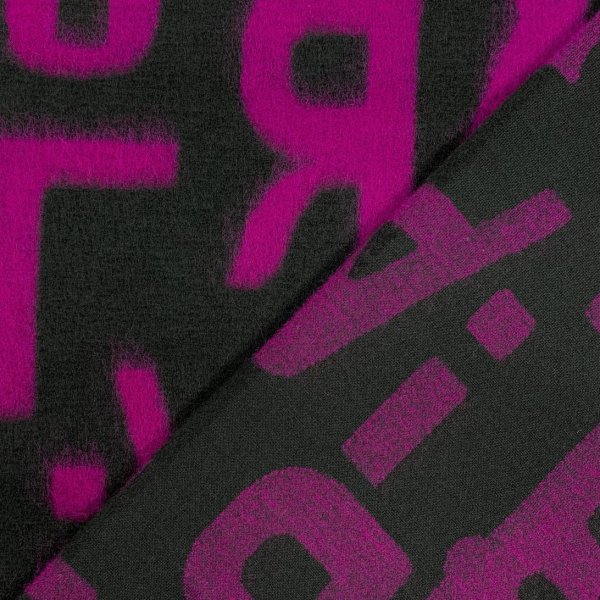 RESTSTÜCK 1,40m !!! - Mantelstrick - Wool - Alphabet - cyclam/black