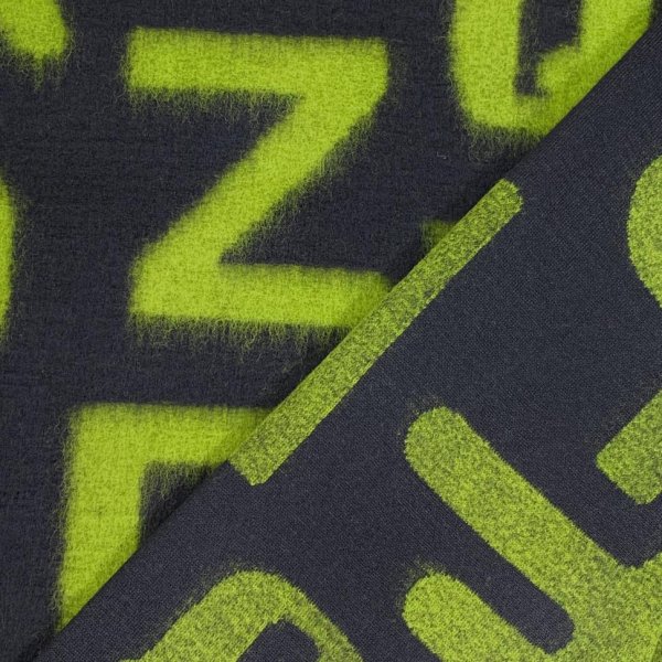 RESTSTÜCK 1,40m !!! - Mantelstrick - Wool - Alphabet - lime/black