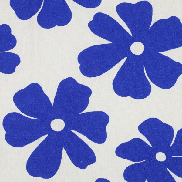 Viskose Leinen - Margot Flowers - offwhite/blue