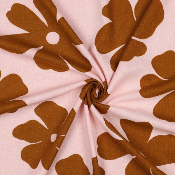 Viskose Leinen - Margot Flowers - rosa/brown
