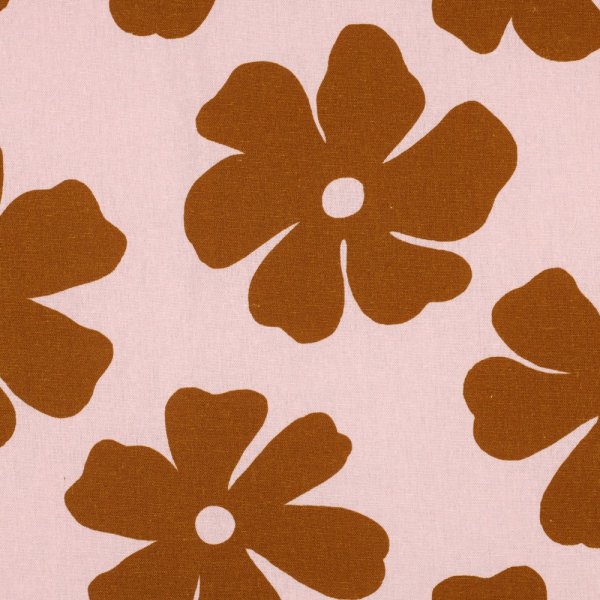 Viskose Leinen - Margot Flowers - rosa/brown