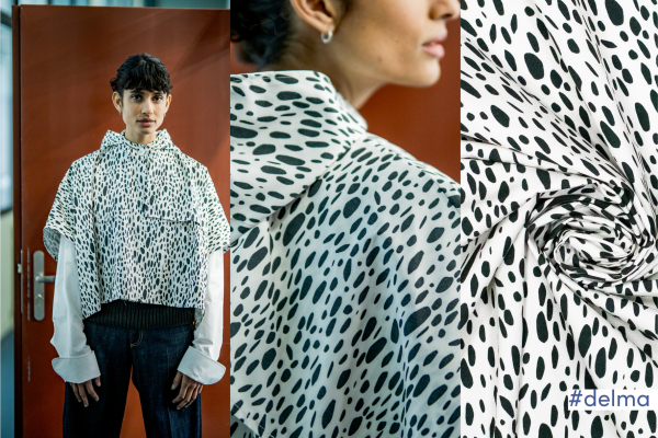 RESTSTÜCK 1,70m !!! - Jackenstoff - Trench - Webware - Dots - offwhite - Fibremood No. 27