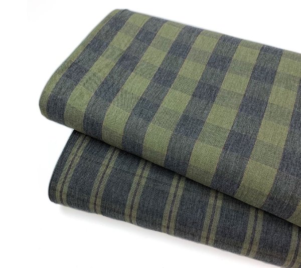 RESTSTÜCK 1,30cm !!! - Viskose - Metallic Check - small - khaki grey gold