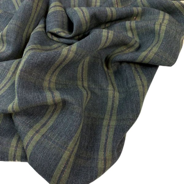 RESTSTÜCK 0,90cm !!! - Viskose - Metallic Check - small - khaki grey gold