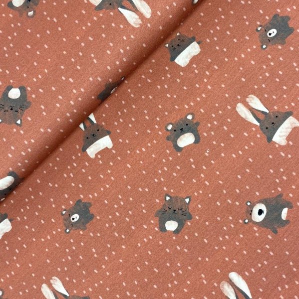 RESTSTÜCK 1,40m !!! - French Terry - Mini Forest - Tierfreunde - terracotta - Swafing