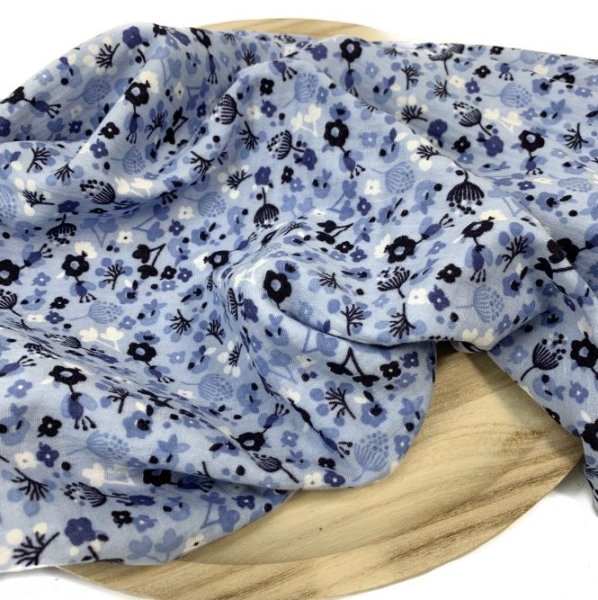 Musselin - Blumenzauber groß - hellblau