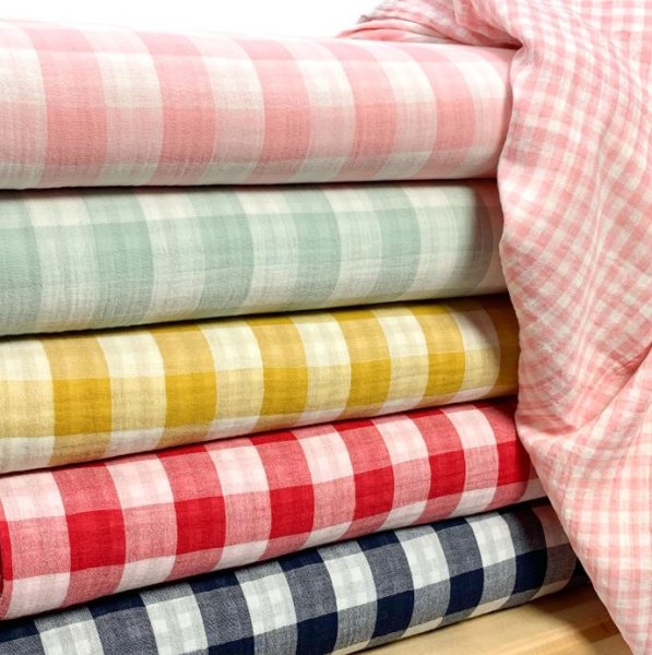 RESTSTÜCK 0,90m !!! - Musselin - Checks - Double Sided - ochre