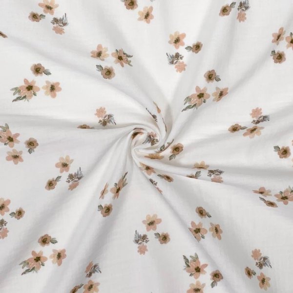 Musselin - Elin Flowers - white