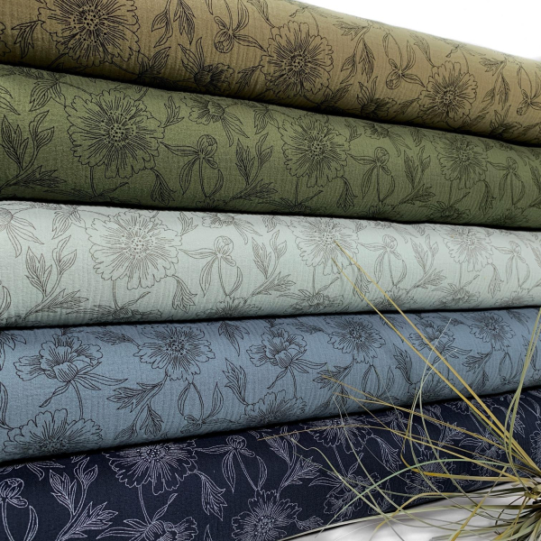 RESTSTÜCK 0,60m !!! - Musselin - Flower Delia - navy
