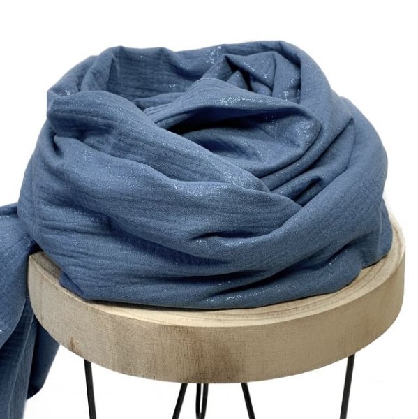 RESTSTÜCK 60cm !!! - Musselin - Glitter - indigo