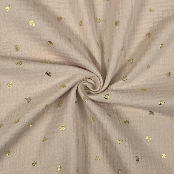 Musselin - foiled - Golden Rainbow - sand