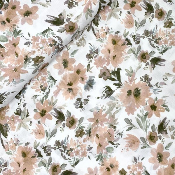 Musselin - Isa Flowers - white