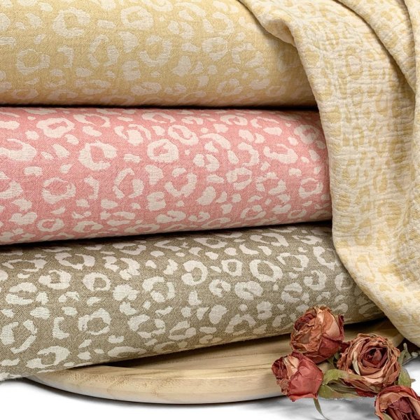 RESTSTÜCK 1,10m !!! - Doubleface Musselin - Leo - Semere - rosa/ecru