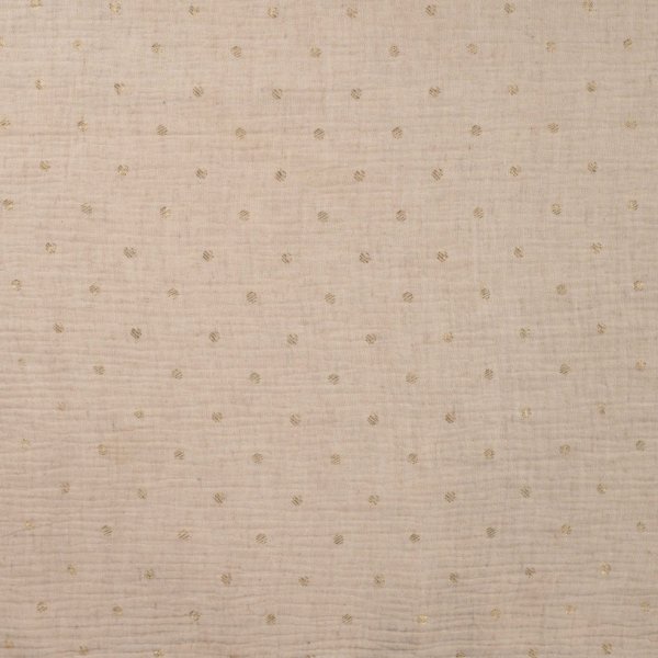 Musselin Leinen - Broken Dots - sand/gold Lurex
