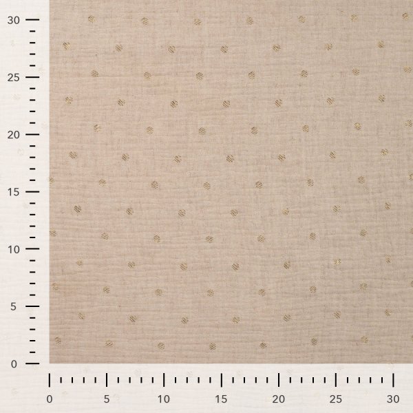 Musselin Leinen - Broken Dots - sand/gold Lurex