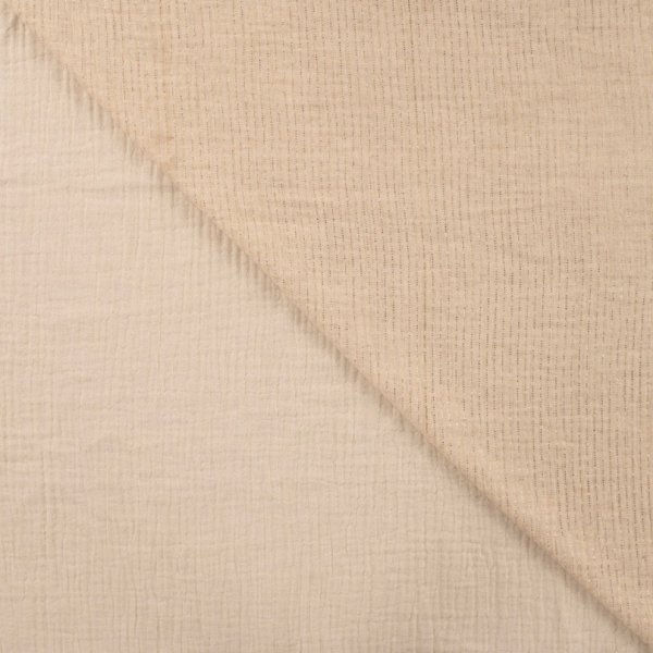 Musselin Leinen - Stripes - sand/gold Lurex