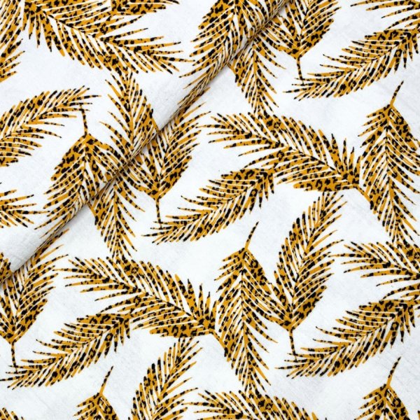 Musselin - Leo Leaves - ocre - Springtime