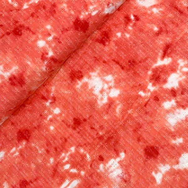 Musselin - Lochstickerei - Batik - coral