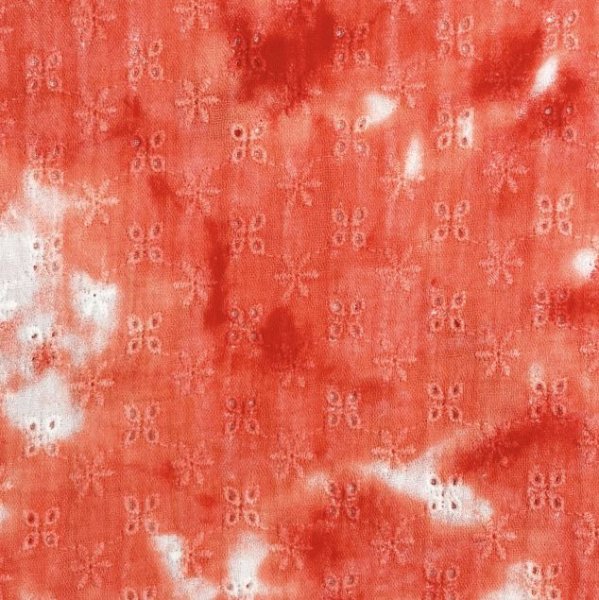 Musselin - Lochstickerei - Batik - coral